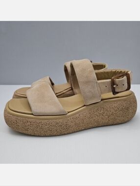 Vince Laguna Platform Slingback Sandal Womens 9.5 Blonde Suede Two Band Chunky